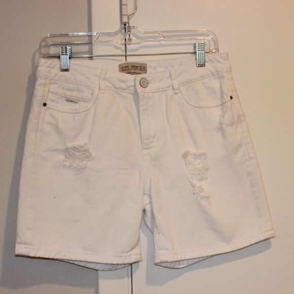 Zara White Jean Shorts Women Size 02 - Picture 1 of 10
